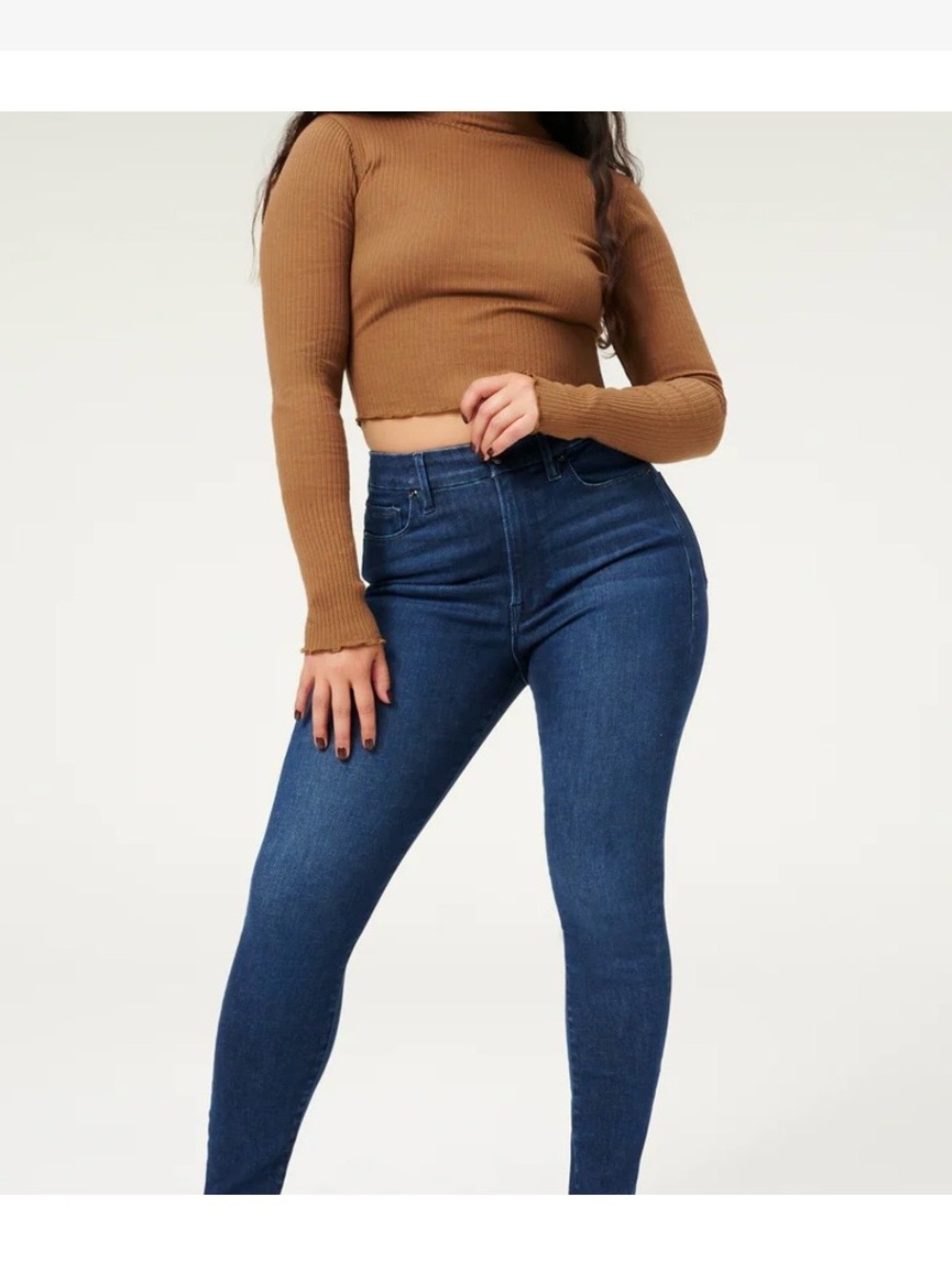 Good American High-Rise Dark Blue Skinny Jeans 6-12 stretch jeans